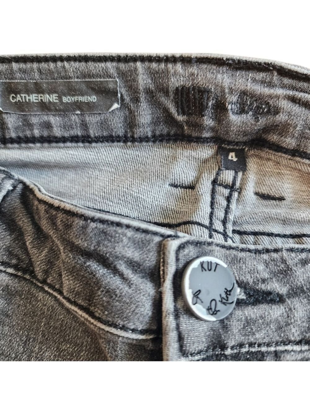 KUT Catherine Boyfriend Jeans 4 Black Wash Straight - Picture 5 of 10